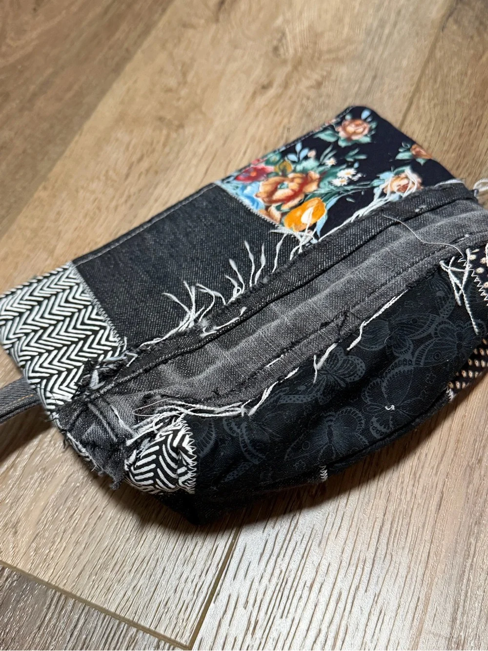 Black & White Patchwork Wristlet Clutch